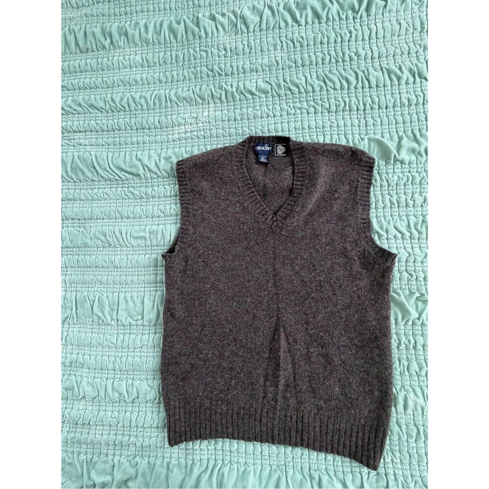 Classic Men's V-Neck Sweater Vest in Dark Charcoal Brown-Large